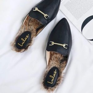 Lulu’s- Faux Fur Loafer Slides